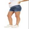 Foucome Women's Maternity Jean Shorts Roll Hem Denim Shorts Dark Blue M view 4