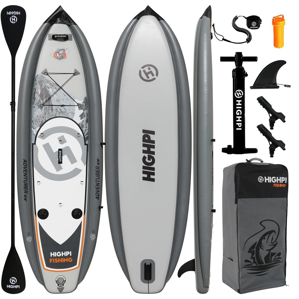 Highpi 10'10'' Inflatable Stand Up Paddle Board for Youth and Adults Wide Sup with Premium Accessories, Blow Up Paddleboard for Surfing, Fishing, Yoga & More