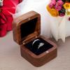 RUOMOODDZ square wood ring box for Wedding ceremony 2 slots,vintage walnut double ring Holder Case for proposal engagement promise Velvet -caja para anillos de boda-lined in black view 2