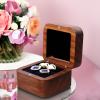 RUOMOODDZ square wood ring box for Wedding ceremony 2 slots,vintage walnut double ring Holder Case for proposal engagement promise Velvet -caja para anillos de boda-lined in black view 3