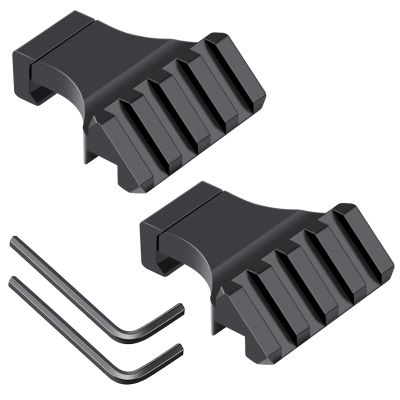 LONSEL 45 Picatinny Offset Rail Mount, 3 4 5 Slots 45 Degree Offset Picatinny Rail Mounts Aluminum Low Profile Adapter for Flashlight Laser Sight Optics (4 Slot - 2 Pack)