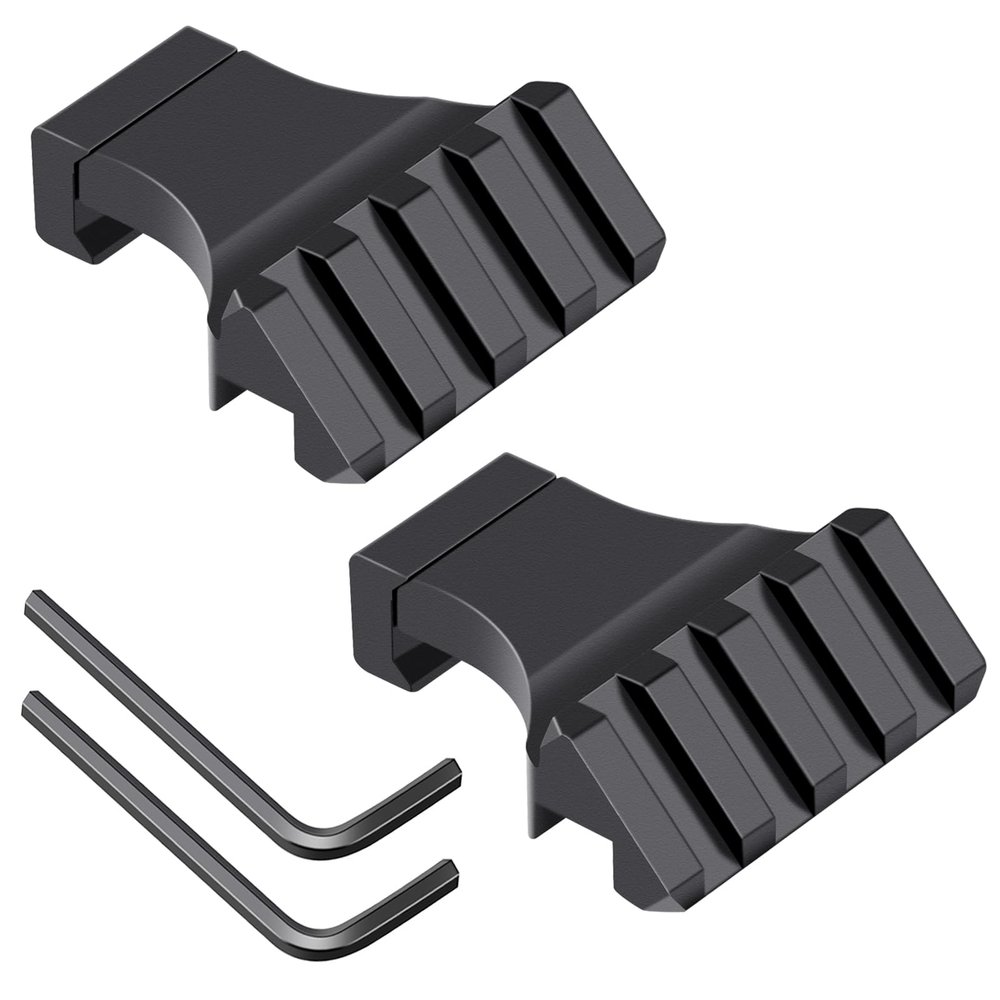 LONSEL 45 Picatinny Offset Rail Mount, 3 4 5 Slots 45 Degree Offset Picatinny Rail Mounts Aluminum Low Profile Adapter for Flashlight Laser Sight Optics (4 Slot - 2 Pack)