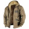 Mens Fuzzy Sherpa Jacket Long Sleeve Fleece Zip Up Coat Faux Fur Over Outerwear Windproof Casual Hoodies Plus Size1-Khaki,5X-Large view 1