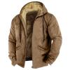 Men's Western Vintage Print Sherpa Fleece Lined Jackets Winter Warm Cozy Outerwear Quilted Down Varsity Coat Hooded2-Brown,4X-Large view 1