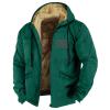 Mens Fuzzy Sherpa Jacket Long Sleeve Fleece Zip Up Coat Faux Fur Over Outerwear Windproof Casual Hoodies Plus Size1-Dark Green,3X-Large view 1