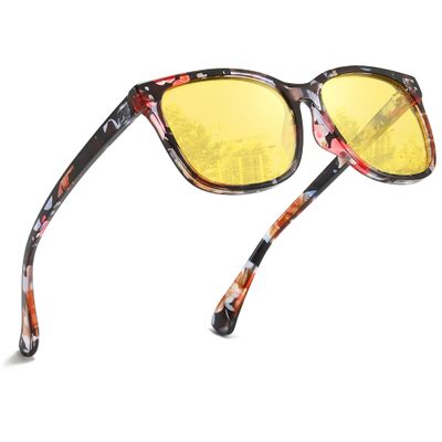 SIPHEW Anti-Glare Night Driving Glasses for Women, Polarized Yellow Lens Reduces Headlight Glare & Eye Strain for Nighttime
