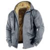 Men's Western Vintage Print Sherpa Fleece Lined Jackets Winter Warm Cozy Outerwear Quilted Down Varsity Coat Hooded2-Gray,XX-Large view 1