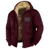 Mens Fuzzy Sherpa Jacket Long Sleeve Fleece Zip Up Coat Faux Fur Over Outerwear Windproof Casual Hoodies Plus Size1-Red,6X-Large view 1