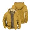 Mens Vintage Fleece Jacket Sherpa Lined Winter Coats Parka Warm Cozy Outerwear Windbreaker Casual Hoodies Plus Size1-Gold,X-Large view 2
