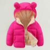 Girl's Metallic Winter Coat Warm Puffer Jacket Insulated Shiny Down Hooded Coat  Water (Hot Pink, 12-18 Months) view 2