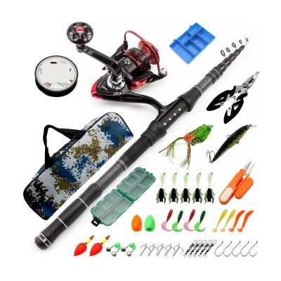 FEELIN Ice Fishing Rod Shrink Carbon Short Section Fishing Rod Spinning Reel Fishing Tackle Fishing Rod (Size : Fishing Rod Set_2.1)