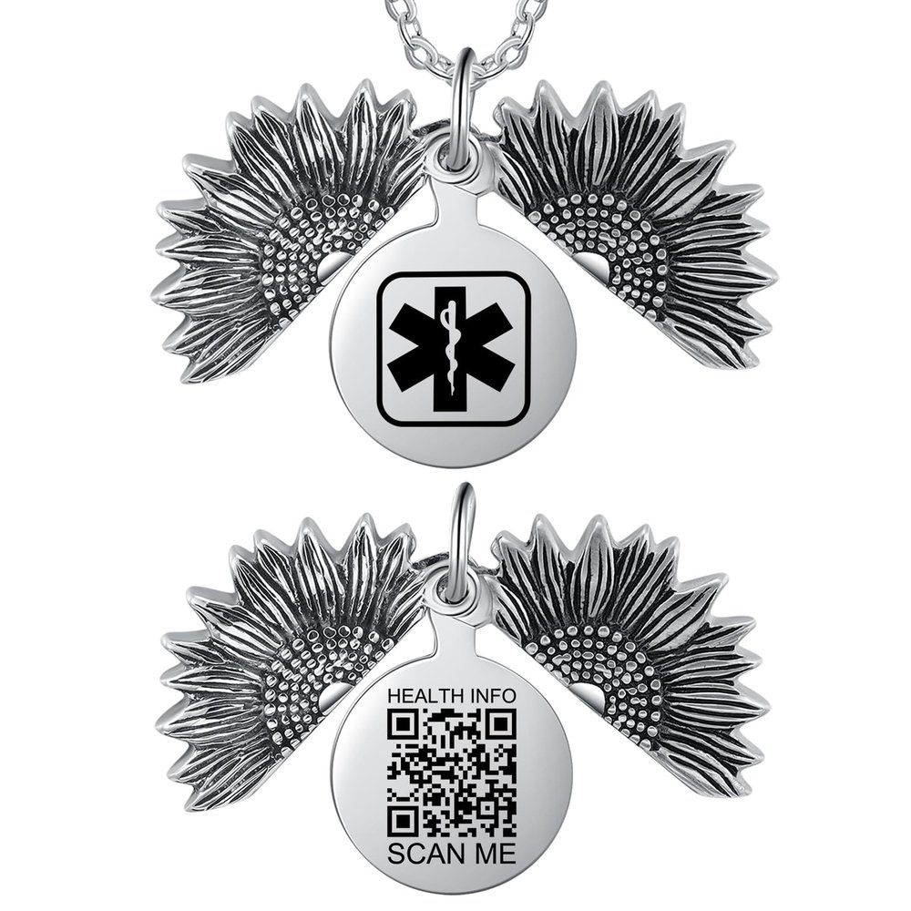 Medical Alert Necklace for Women with QR Code Medical ID Necklace