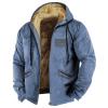 Mens Fuzzy Sherpa Jacket Long Sleeve Fleece Zip Up Coat Faux Fur Over Outerwear Windproof Casual Hoodies Plus Size1-Blue,6X-Large view 1