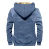 Mens Fuzzy Sherpa Jacket Long Sleeve Fleece Zip Up Coat Faux Fur Over Outerwear Windproof Casual Hoodies Plus Size1-Blue,6X-Large view 2