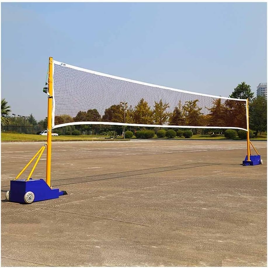 Topjia Volleyball/Badminton Poles with Net for Adult Youth, Steel Volleyball/Badminton Stand with Stable Base, Indoor Outdoor Use (Size : 5-6.6ft)
