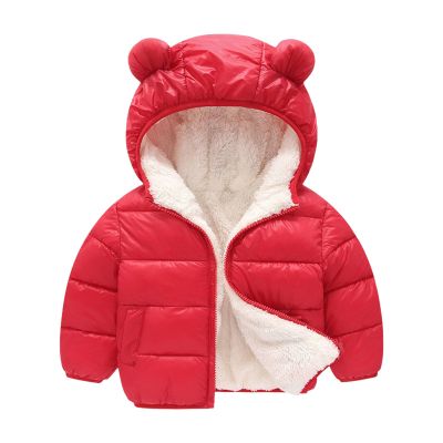 Girl's Metallic Winter Coat Warm Puffer Jacket Insulated Shiny Down Hooded Coat  Water Proof (Red, 12-18 Months)