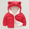 Girl's Metallic Winter Coat Warm Puffer Jacket Insulated Shiny Down Hooded Coat  Water Proof (Red, 12-18 Months) view 2