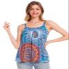 Accbiety Women's Camisole with Built Bra Flowy Loose Fit Cami Pleated Adjustable Strap Tanks Blue-Flower XXXXL view 3