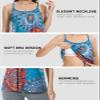 Accbiety Women's Camisole with Built Bra Flowy Loose Fit Cami Pleated Adjustable Strap Tanks Blue-Flower XXXXL view 4