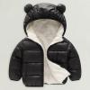 Girl's Metallic Winter Coat Warm Puffer Jacket Insulated Shiny Down Hooded Coat  Water Proof (Black, 12-18 Months) view 2