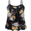 Accbiety Women's Camisole with Built Bra Flowy Loose Fit Cami Pleated Adjustable Strap Tanks Black-Flower XXXXL view 1