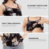 Accbiety Women's Camisole with Built Bra Flowy Loose Fit Cami Pleated Adjustable Strap Tanks Black-Flower XXXXL view 4