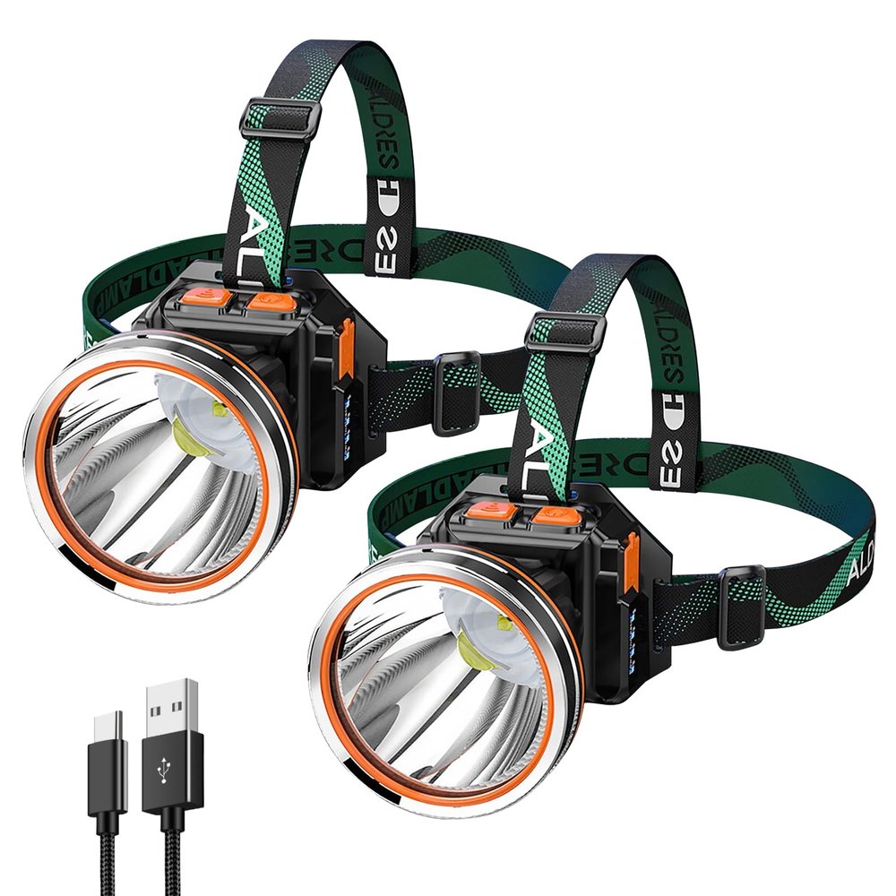 PINSAI 2 Pack High Power LED Headlamp Super Bright Adult Motion Sensor Headlight Spotlight Waterproof Rechargeable Outdoor Hunting Light Flashlight Portable Head lamp for Fishing Camping Hiking