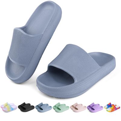 OUYADU Kids Cloud Slides Boys Girls Flip Flops Slip On Beach Sandals Youth Pool Shower Shoes EVA Summer SlippersBlue,11 Little Kids