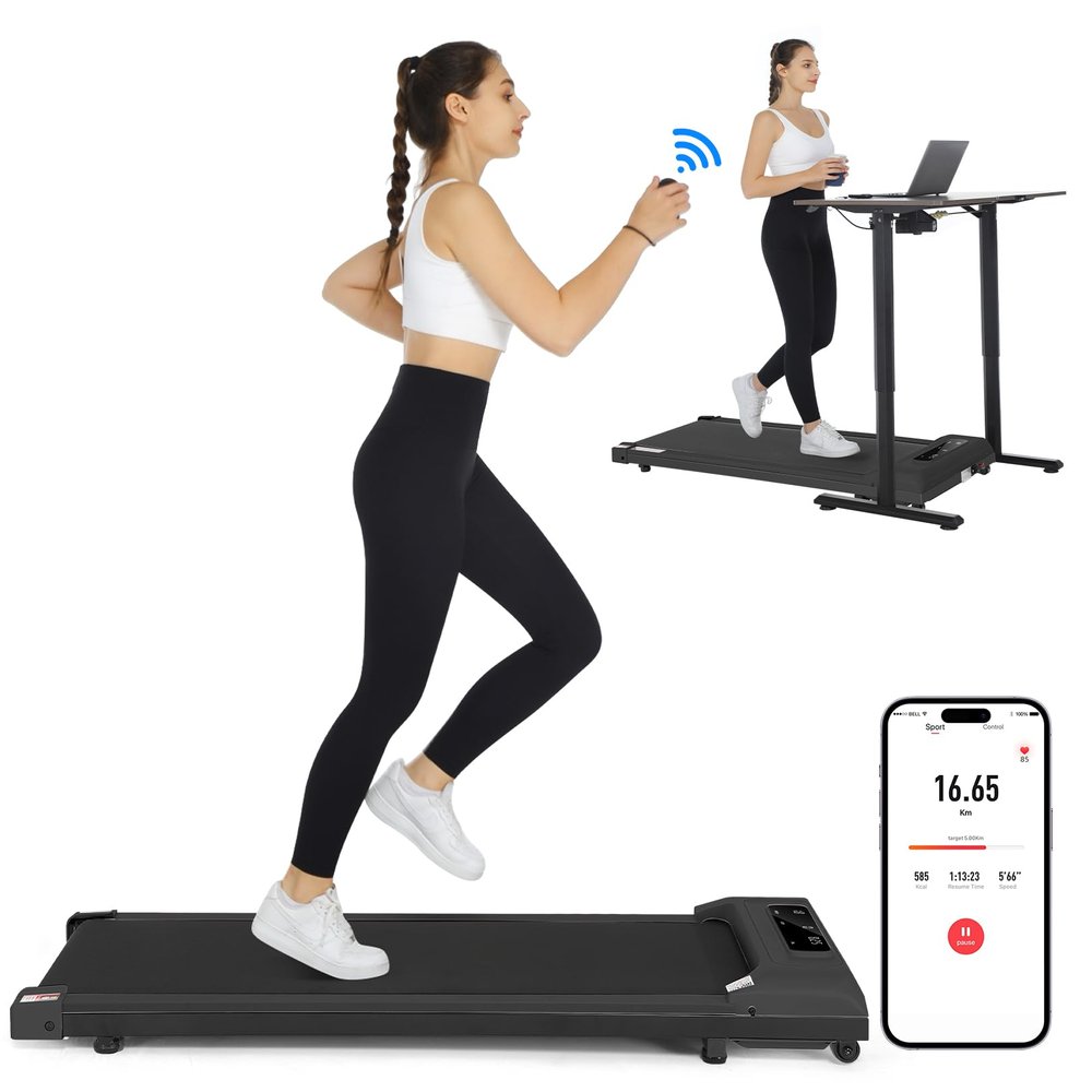 ANCHEER Walking Pad Treadmill with Incline - Under Desk Treadmill with Vibration Massage Plate, 2.5HP Compact Portable Treadmills for Home Small Spaces, Office, Remote Control and LED Display