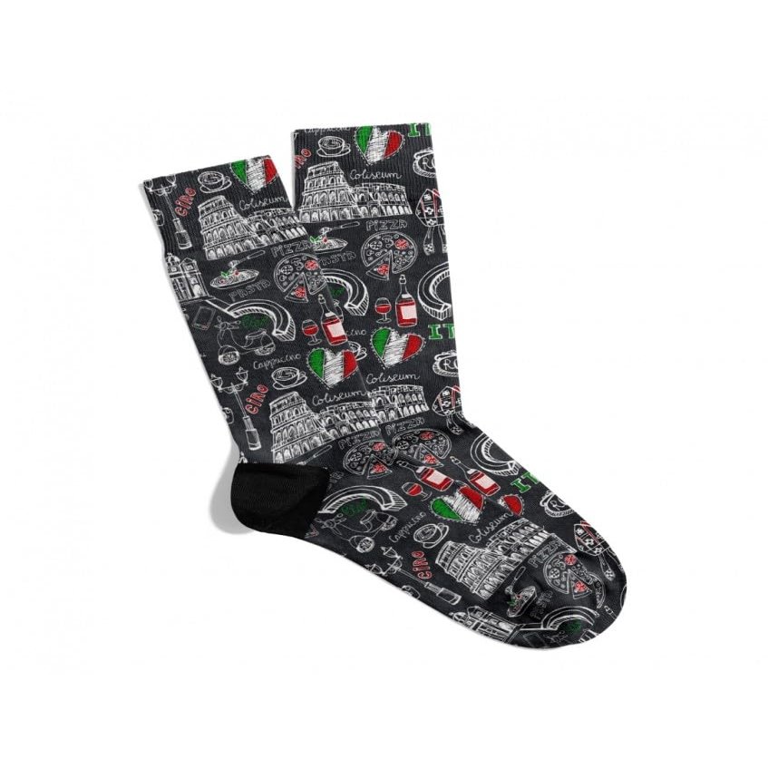Rome Italy Cartoon Luxury Collection Quipo Funny Crazy Sarcastic Patterned Socks Series for Women and Men (For Men: US Size: 7-10)