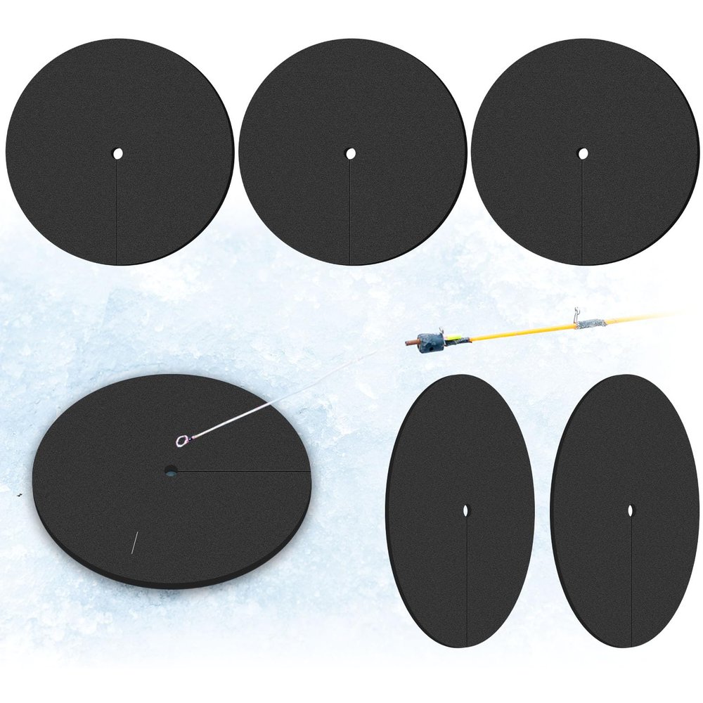 Blueweenly 6 Pcs Ice Fishing Hole Covers 12 Inch Foam Ice Fishing Tip Ups Insulator Accessories Hole Insulator Tip Ups Cover Lid for Winter Fisher Houses Equipment(Ash Black)
