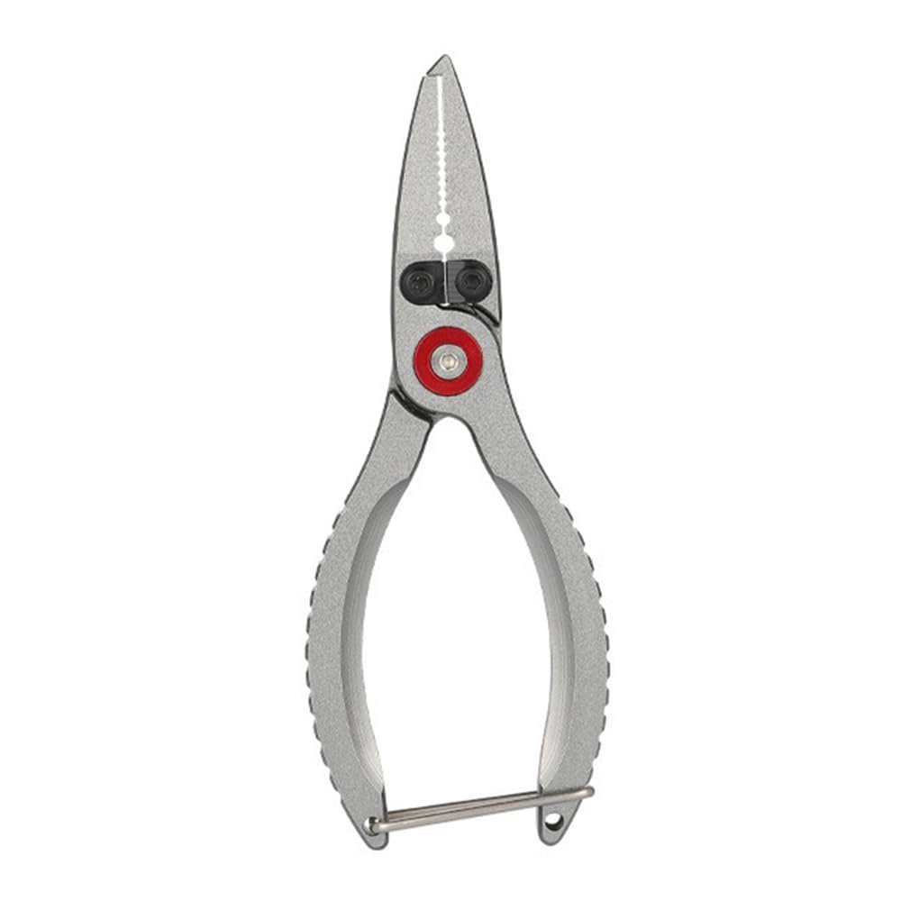 Fishing Pliers, Saltwater Resistant Stainless-Steel Fishing Tools, Comfortable and Slip Resistant Rubber Handle, Braided Line Cutter, Hook Remover, Crimper and Sheath-Red