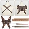 AHANDMAKER Medieval Sword Frog Leather Sword Holster Adjustable PU Leather Sword Belt Renaissance Costume Cosplay Accessories for Men and Women, Coconut Brown view 3