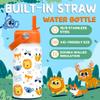 Kids Water Bottle with Straw Lid - 12 Oz Insulated Stainless Steel Animal Water Bottles for Kid Boys Girls - Travel Cup for School Sports view 2