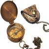 Antique Brass Pocket Compass with Leather Case Camping Hiking Directional & Fully Functional for Men & Women view 1