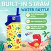 Dinosaur Kids Water Bottle - 12 Oz Insulated Stainless Steel - Straw Lid for Toddlers & Kids - School & Sports Travel Cup view 2