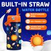 Space Water Bottle - Kids Water Bottle with Straw Lid - 12 Oz Insulated Stainless Steel Water Bottles for Kid Boys Girls - Travel Cup for School Sports view 2