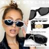 FEISEDY Rectangle Rhinestone Sunglasses for Women Men Bling Jeweled Retro Square Sunglasses 90s Vintage Shades B0091 view 3
