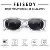 FEISEDY Rectangle Rhinestone Sunglasses for Women Men Bling Jeweled Retro Square Sunglasses 90s Vintage Shades B0091 view 4