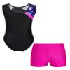 Fldy Kids Girls Gymnastics Dance Outfits Sleeveless Tumbling Outfits with Athletic Shorts Gymnastics Bodysuit Unitard Rose 6 view 2