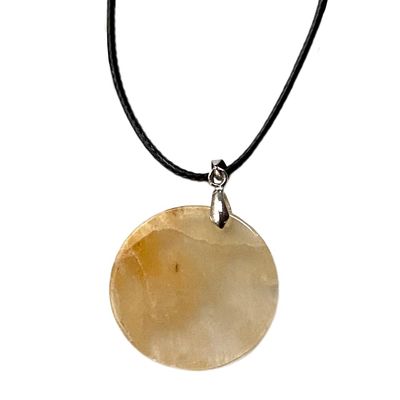 VIE Coin Pendant, Black Cord, Citrine