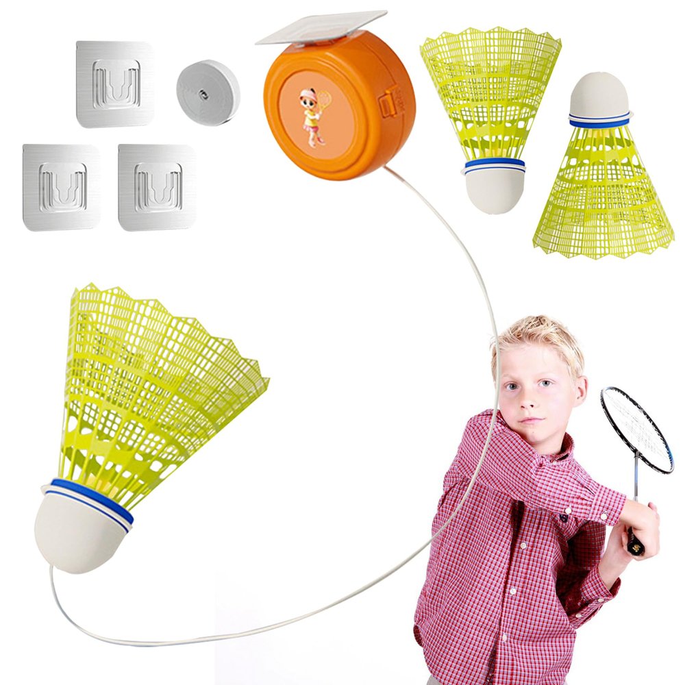 3PCS Badminton Rebound Trainer Glowing Self-Exercise Badminton Single Training Kit Adjustable Badminton Trainer with Elastic Cords for Kids Adult 1