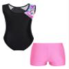 Fldy Kids Girls Gymnastics Dance Outfits Sleeveless Tumbling Outfits with Athletic Shorts Gymnastics Bodysuit Unitard Zebra 14 view 2