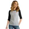 Decrum Baseball Shirts Jersey Womens Raglan 3/4 Sleeve - Women's 3/4 Sleeve Baseball Tees | [40003046] Gry&Blk Rgln Womn, 2XL view 2