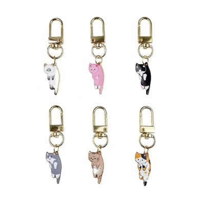 5/6 PCS Cute Cat Keychain Funny Cartoon Kitten Kawaii Aesthetic Keyring Luck Cat Pendants for Handag Backpack Phone Funny Gifts Birthday Gifts for Women Men (6 Pcs)