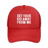 KLIUXBF Get Your Kid Away from Me Cap Mens Womens Trucker Hat Red Summer Mesh Cap Adjustable view 2