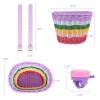 SVNR Bike Basket, Kids Bike Basket Front, Handwoven Bicycle Baskets for Boys and Girls, Children Bicycle Baskets with Spare Leather Straps and Bell, Easy Install and Detachable view 2