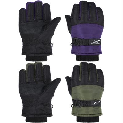 SATINIOR 2 Pairs Kids Waterproof Winter Snow Gloves Ski Gloves for Boy Girl Outdoor Warm Thickening Snowboard(Purple, Dark Green,10-15 Years)