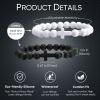 2 Pcs Silicone Cross Bracelet for Men : Comfort Black White Rubber Cross Beaded Silicone Men's bracelet Set Stretch Jesus Wristband, Faith Religious Christian Catholic Jewelry Gifts for Boys Son Teens view 3