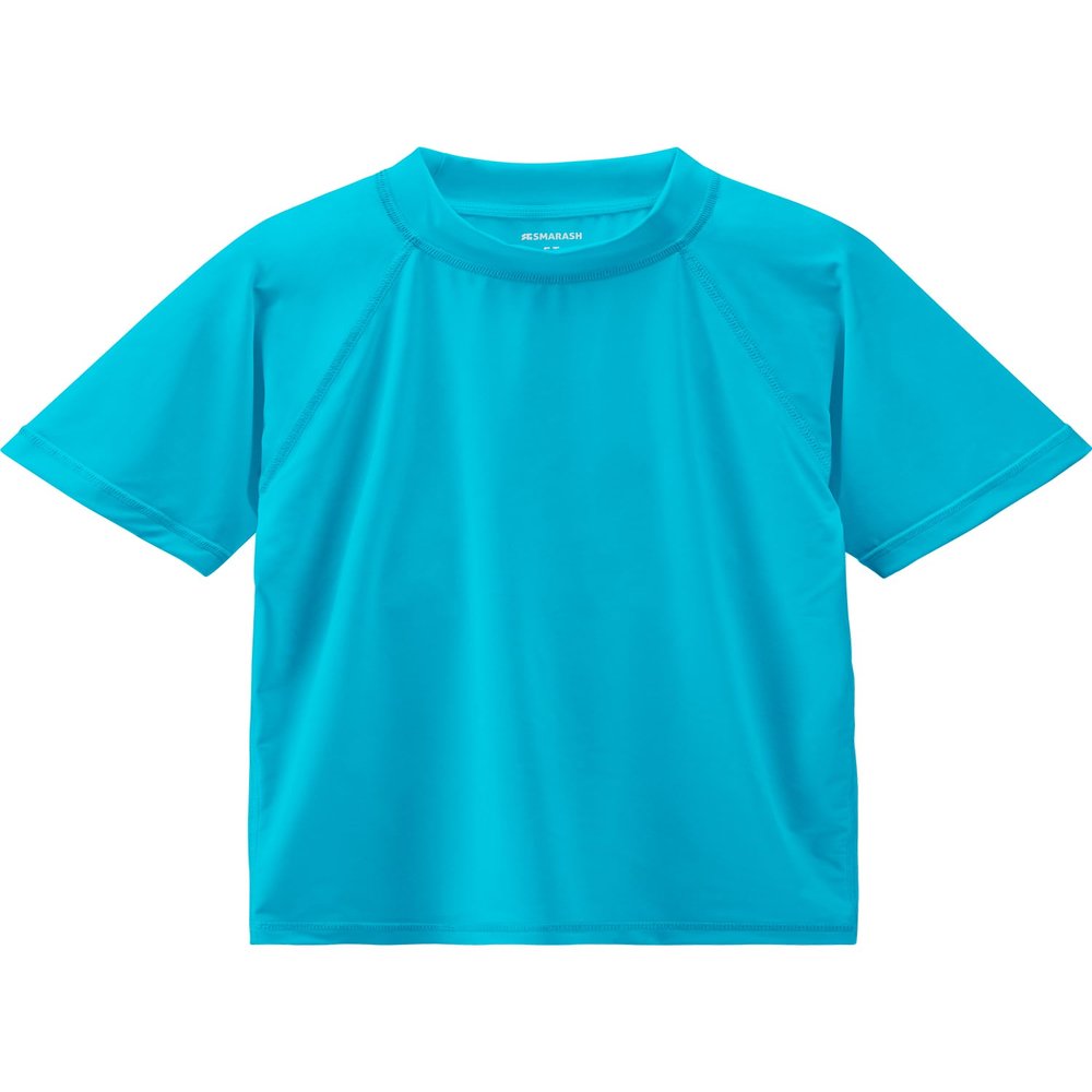 Boys Rash Guard Short Sleeve Swim Fishing Water Shirts UPF 50+ Sun Protection Rashguard Quick Dry Cool Beach Clothes for Toddler Youth Kids Sea Blue 18-24M